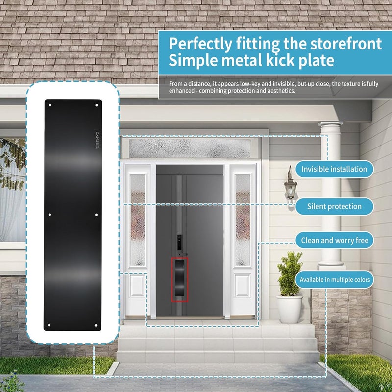 CANGETS Door Push Plate, Metal Kickplate for Bottom of Door,4x22 inch Aluminum Metal Plate Rounded Corners for Interior and Exterior Doors (Black 2 Pack) - Image 3